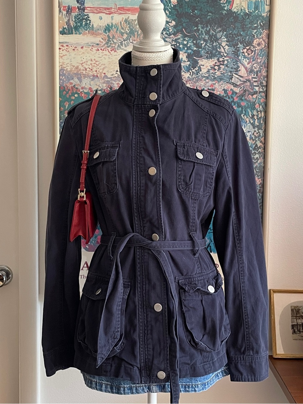 Forever 21 Jacket Womens Small Navy Utility Cargo Indie Sleaze Grunge Y2K